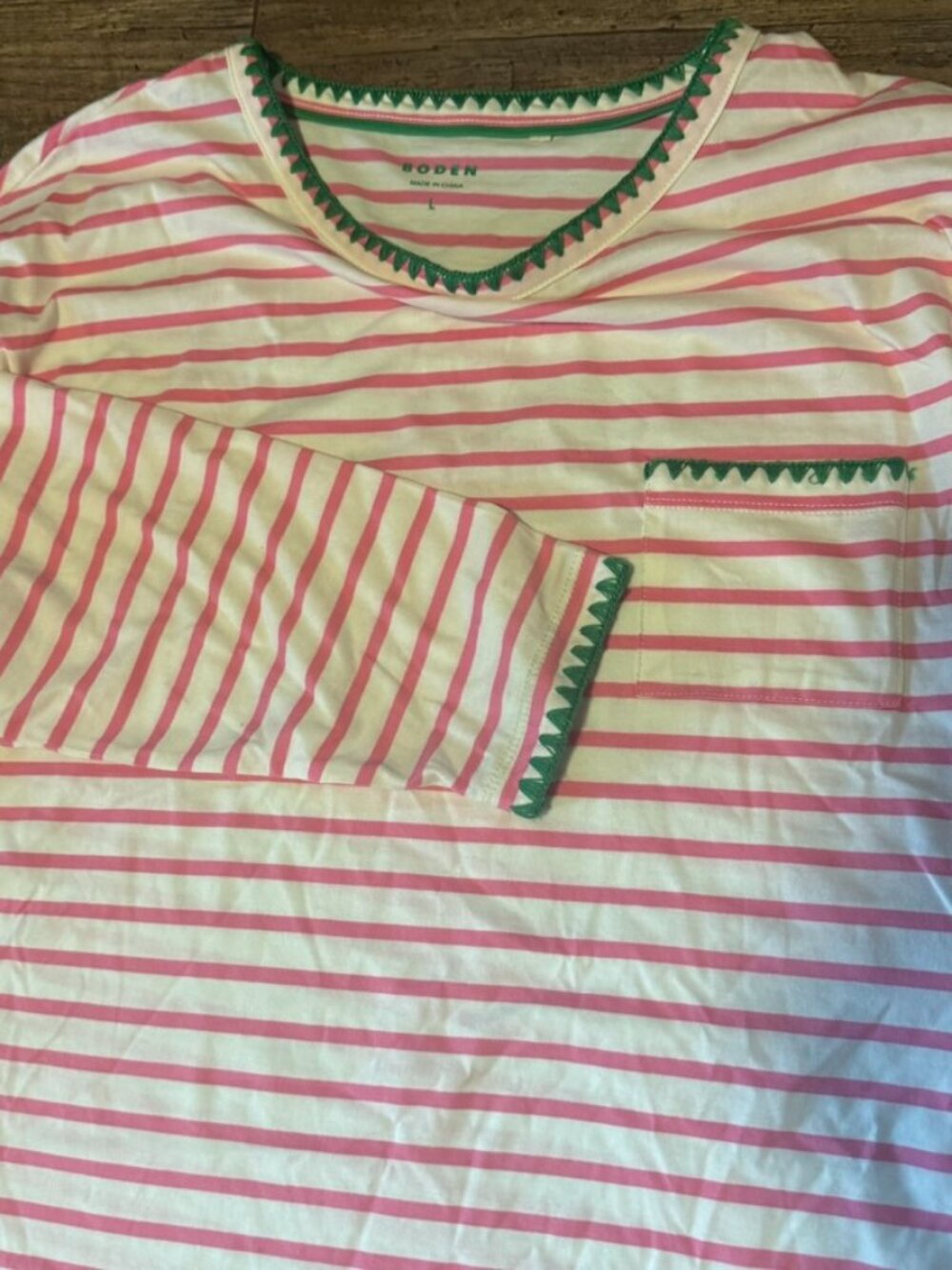 Boden Watermelon Long Sleeve Striped shirt